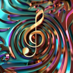 Wall Mural - abstract background with clef, modern multicolor music background with abstract structure