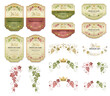 © VETOCHKA - Large set of wine labels. Vector set of labels for wine, bunches of grapes and crown. Design of the wine logo.