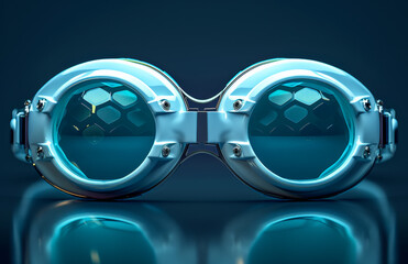 The blue and white goggles are a futuristic design