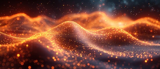 Wall Mural - technology background design, abstract wave moving point flow particles