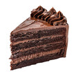 © JR-50 - Close-up of a delicious slice of layered chocolate cake with rich chocolate frosting, perfect for dessert enthusiasts and food photography enthusiasts.