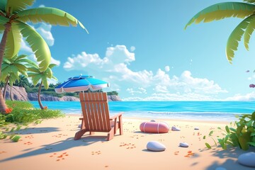 Wall Mural - Beach furniture outdoors vacation. 