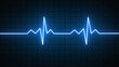 © Amina - Nubes Globing Neon Heart Pulse Graphic Illustration Cardiogram heartbeat heat pulse glowing blue neon light loop animated black background.