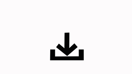 Download Icon, Flat internet navigation Download Down white color  Arrow Moving Animation with black Background.