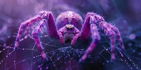 A macro shot of a spider spinning its web, capturing the movement of its legs and the formation of the intricate web in a short animation
