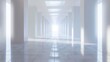 © AminaDesign - A modern and sleek white corridor designed with minimalist style and LED lighting, creating a futuristic atmosphere