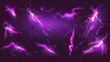 © mutter - Lightning frame, electric purple thunderbolt rectangular and round borders. Powerful discharge dazzle isolated on black background. Realistic 3D illustration.