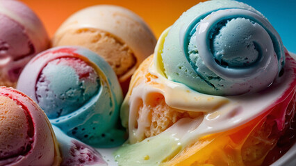 Poster - Multi-colored ice cream scoops close-up