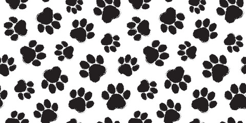 paw print seamless pattern, cat, dog foot, animal sketch background. animal step texture. bear, pand