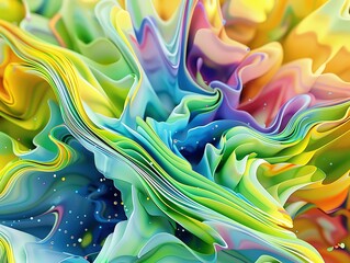 Sticker - 3D extruded abstract of flowing colors