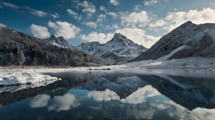 Poster - lake in the mountains, ai generated