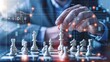 © Seksan - Business consultant analyzing a chess move with a digital interface overlay, double exposure, strategy and technology