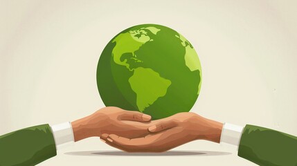 Wall Mural - Hands Holding Globe Earth.