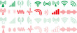 © Arafat - wireless communication signal vector set, Vibrant digital connectivity symbols in red and green