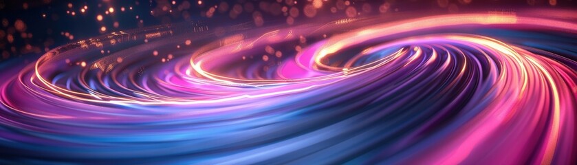 Wall Mural - A captivating abstract image featuring swirling neon light trails in motion, creating a vibrant and dynamic background with a futuristic feel.