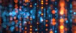© Bi - Abstract digital background with orange and blue bokeh lights on binary code theme.