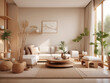 © Naiem - 3d interior of a Japandi style interior living room a design with simplicity, natural elements, and minimalism, interior,