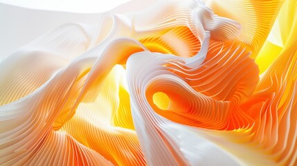 Wall Mural - Abstract orange and white swirl wave pattern on white background for business and art design concept