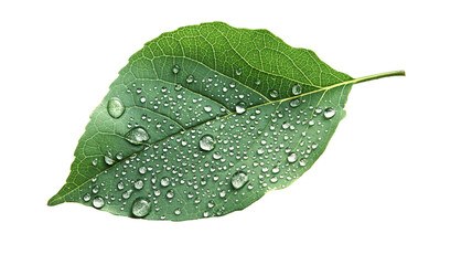 Wall Mural - green leaf with water drops isolated