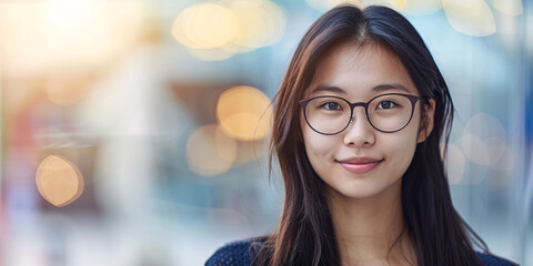 Wall Mural - beautiful asian woman on the background with copy space