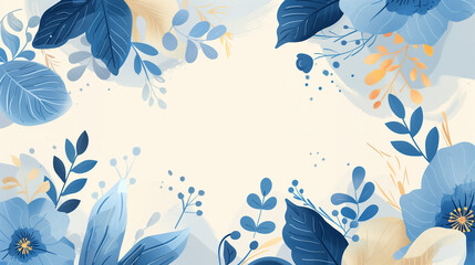 Wall Mural - Blue Flower Frame Background Wallpaper