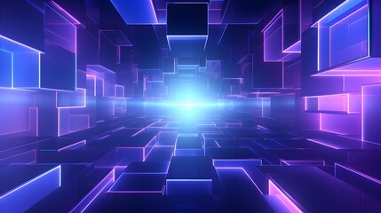 3d rendering of purple and blue abstract geometric background. Scene for advertising, technology, showcase, banner, game, sport, cosmetic, business, metaverse. Sci-Fi Illustration. Product display