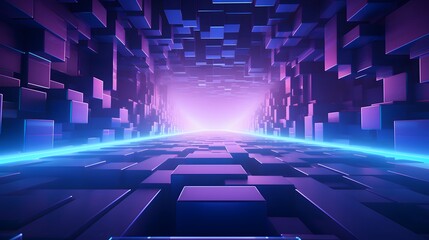 Wall Mural - 3d rendering of purple and blue abstract geometric background. Scene for advertising, technology, showcase, banner, game, sport, cosmetic, business, metaverse. Sci-Fi Illustration. Product display