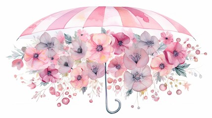 Wall Mural - A cute umbrella with flowers on it