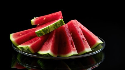 Sticker - Watermelon slices arranged on dark background