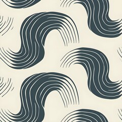 Poster - Minimalist Seamless Pattern, Japanese Wave Curls 