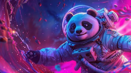 Wall Mural - Panda Astronaut in Space