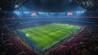 © JKLoma - football on england premier league, full stadium with fans.generative ai