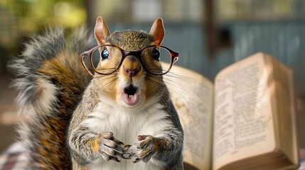 Canvas Print - Squirrel Wearing Glasses Looking Surprised