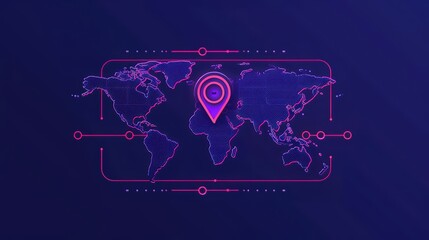 Wall Mural - a clean and modern travel banner showcasing a simple map outline with pinpointed destinations, compl