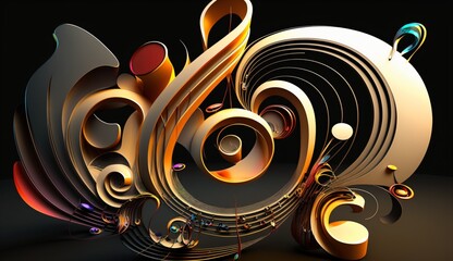 Wall Mural - abstract background with clef, modern multicolor music background with abstract structure