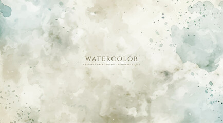 Wall Mural - Abstract horizontal watercolor background. Neutral light colored empty space background illustration