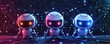 © Dalibor - A set of adorable robot AI characters standing together, with a high-tech circuit background, showcasing futuristic technology.