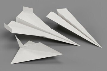 Wall Mural - Realistic 3D Render of Paper Planes