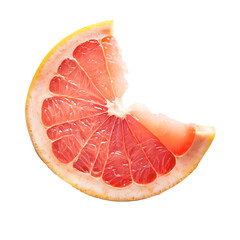 Grapefruit slice on transparent background, isolated fruit, cut