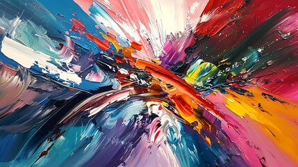 The canvas becomes a canvas of possibility as bold paint strokes come together to form an abstract composition that is alive with creativity and imagination.