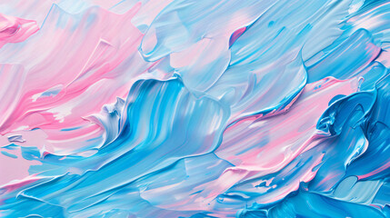Wall Mural - Beautiful soft pastel background with waves of pink and blue paint, acrylic painting,


