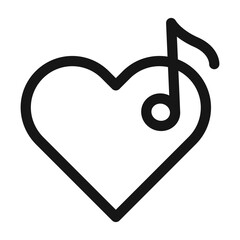 Heard heart note icon Black line art vector