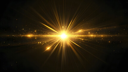 a gold flare vector in center, black background