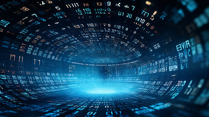 Futuristic Digital Binary Code Matrix