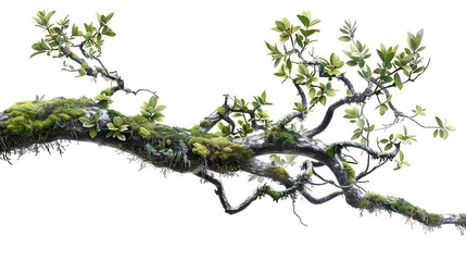 Wall Mural - Branch with Moss and Green Leaves
