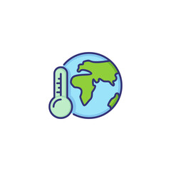 Wall Mural - Global warming line icon. Globe, planet, world, thermometer. Ecology concept. Can be used for topics like environment, nature, climate, change