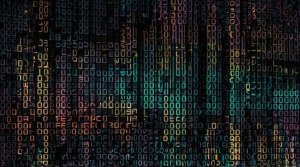 Pixeled binary background on digital screen