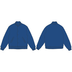 Wall Mural - navy blue varsity bomber jacket mockup illustration