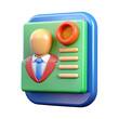 © Marcela Ruty Romero - CV resume job icon, 3D style, isolated on blank background cutout.