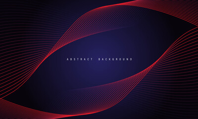 Wall Mural - abstract red line wave curve on blue design modern luxury technology futuristic background vector